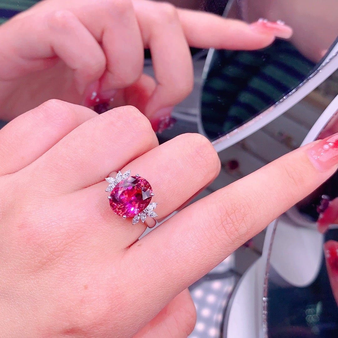 14k Gold 6.3 Ct Natural Tourmaline & Diamond Ring - 6