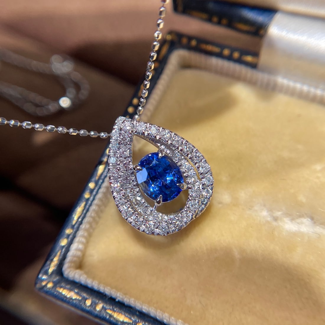 14k Gold 0.82 Ct Natural Sapphire & Diamond Pendant( Without Chain ) - 3