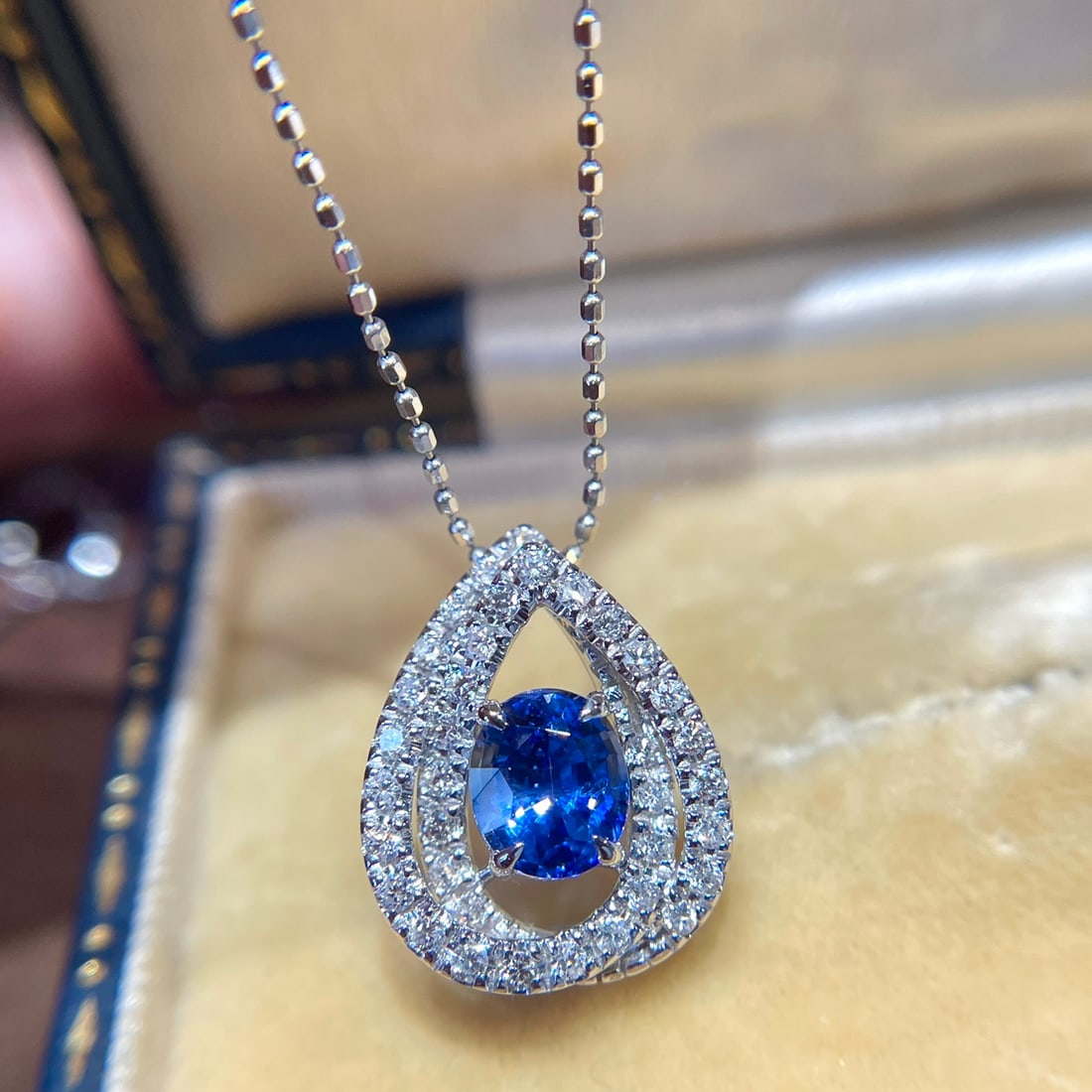 14k Gold 0.82 Ct Natural Sapphire & Diamond Pendant( Without Chain ) - 5