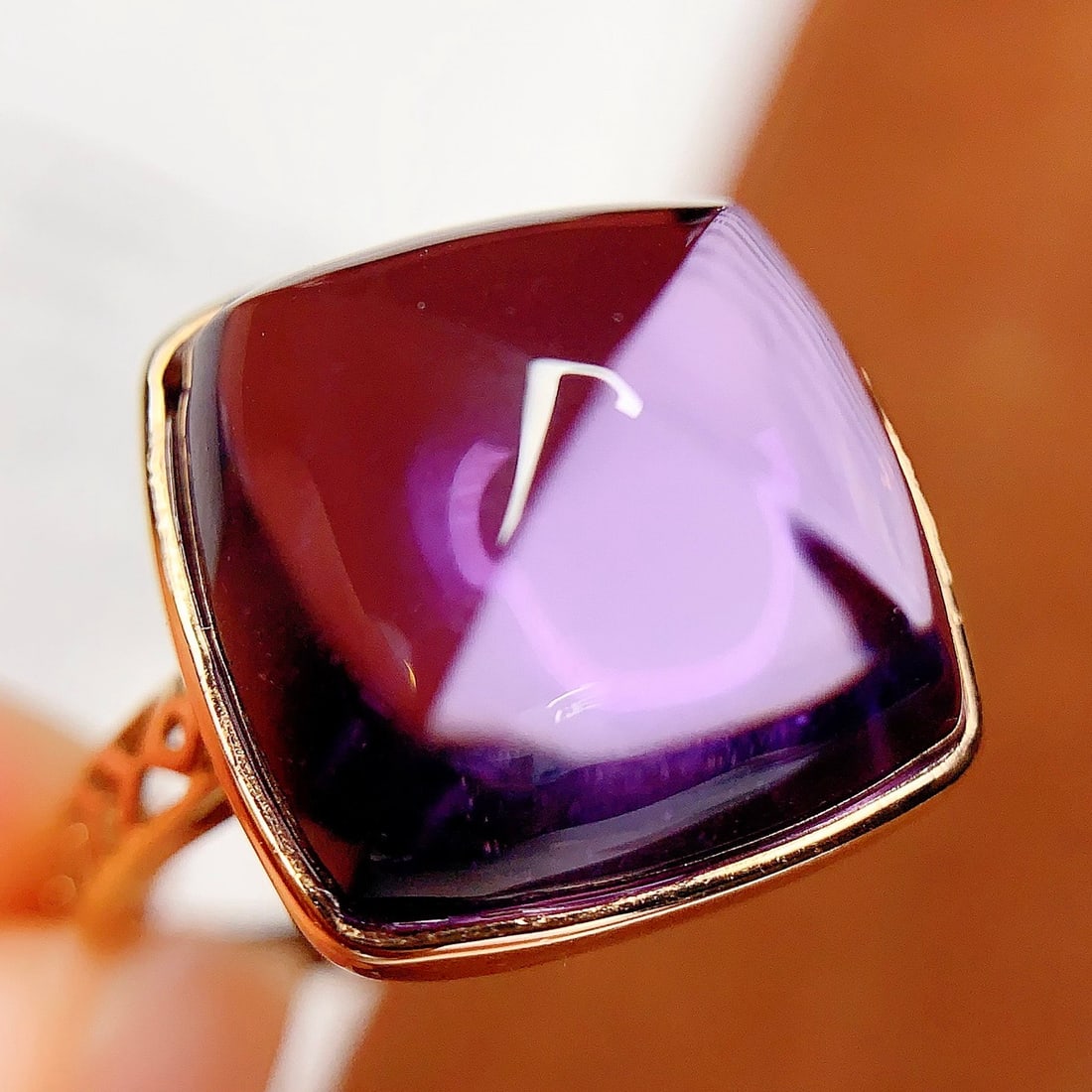 14k Gold 10 Ct Natural Amethyst Ring - 3