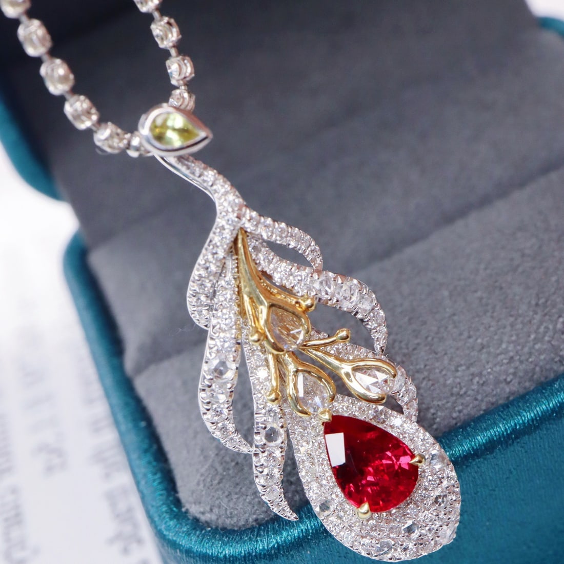 14k Gold 1.81 Ctw Natural Ruby & Diamond Pendant( Without Chain ) - 3