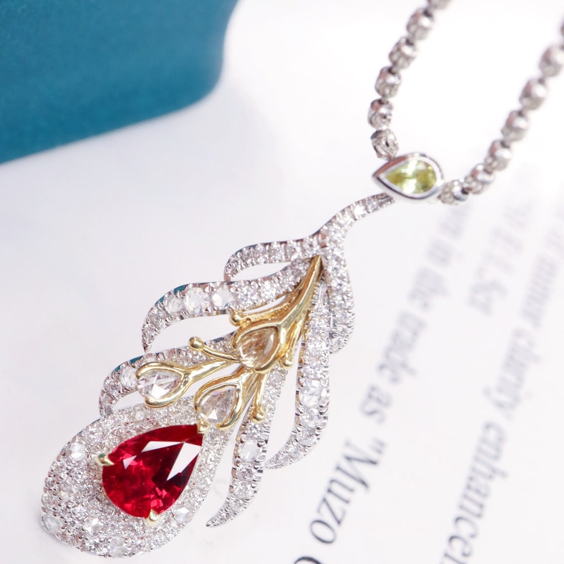 14k Gold 1.81 Ctw Natural Ruby & Diamond Pendant( Without Chain ) - 4