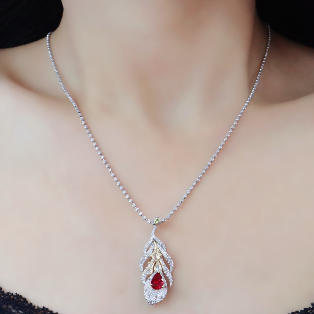 14k Gold 1.81 Ctw Natural Ruby & Diamond Pendant( Without Chain ) - 5