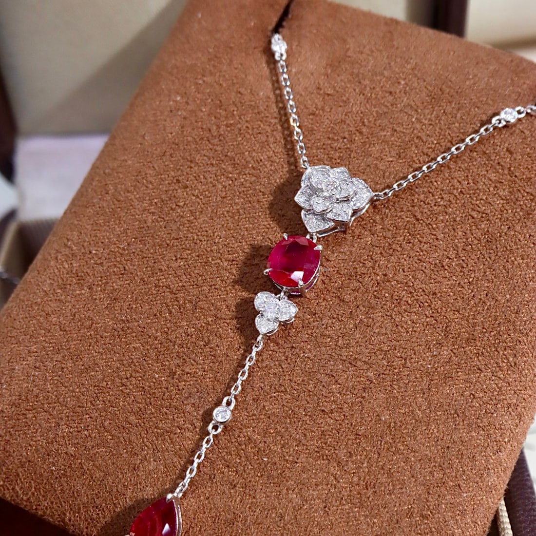 14k Gold 2.51 Ctw Natural Ruby & Diamond Necklace - 2