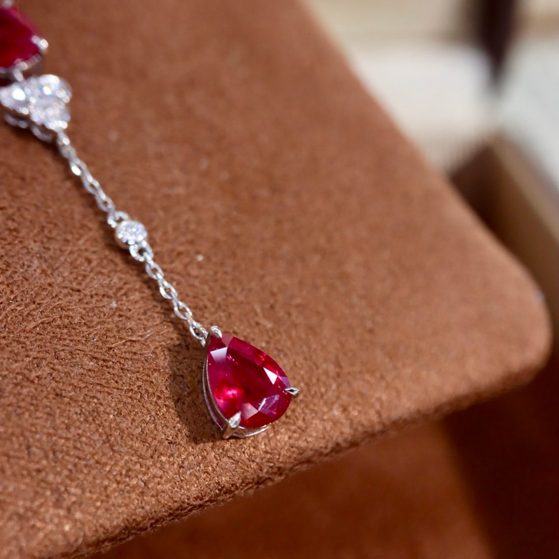 14k Gold 2.51 Ctw Natural Ruby & Diamond Necklace - 3