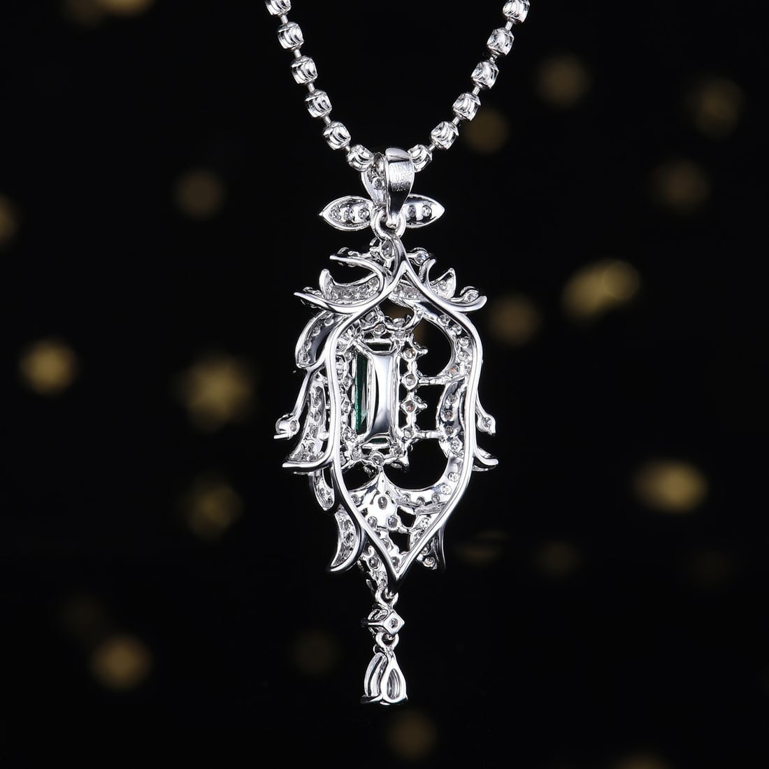 14k Gold 1.05 Ctw Vivid Green Natural Emerald & Diamond Pendant( Without Chain ) - 4