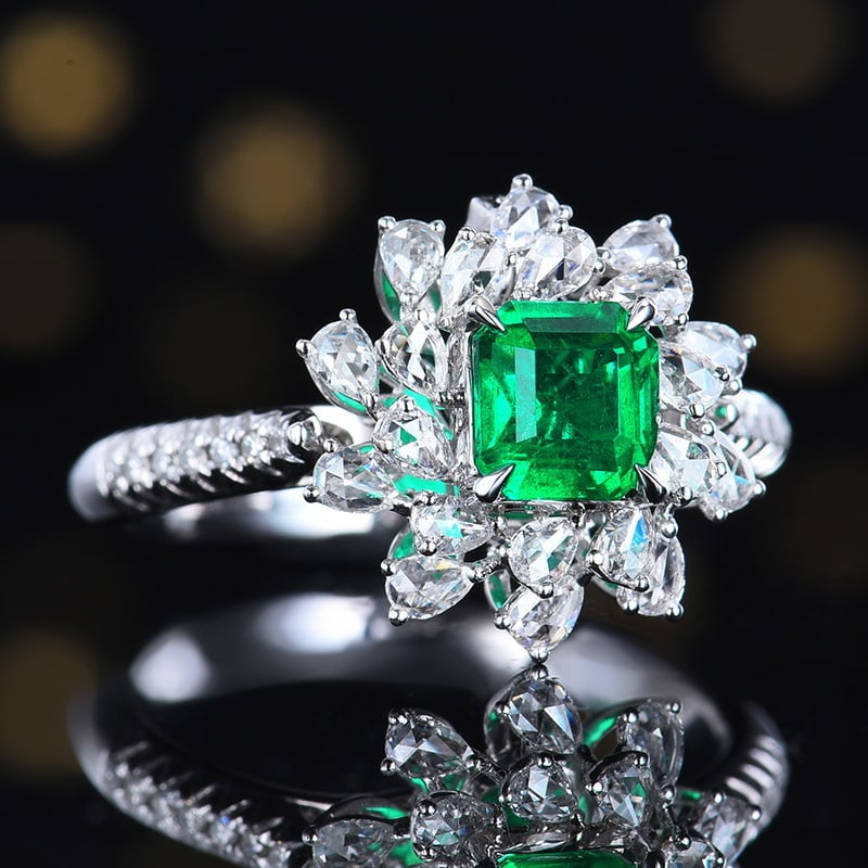 14k Gold 1.41 Ctw Vivid Green Natural Emerald & Diamond Ring/pendant( Without Chain ) - 3