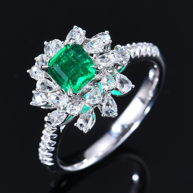 14k Gold 1.41 Ctw Vivid Green Natural Emerald & Diamond Ring/pendant( Without Chain ) - 5