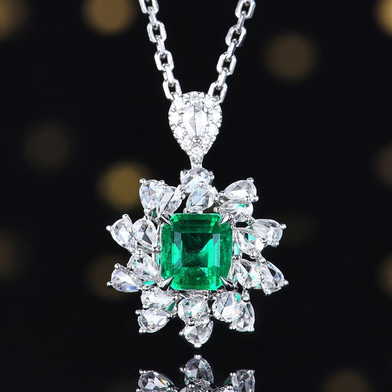 14k Gold 1.41 Ctw Vivid Green Natural Emerald & Diamond Ring/pendant( Without Chain ) - 7