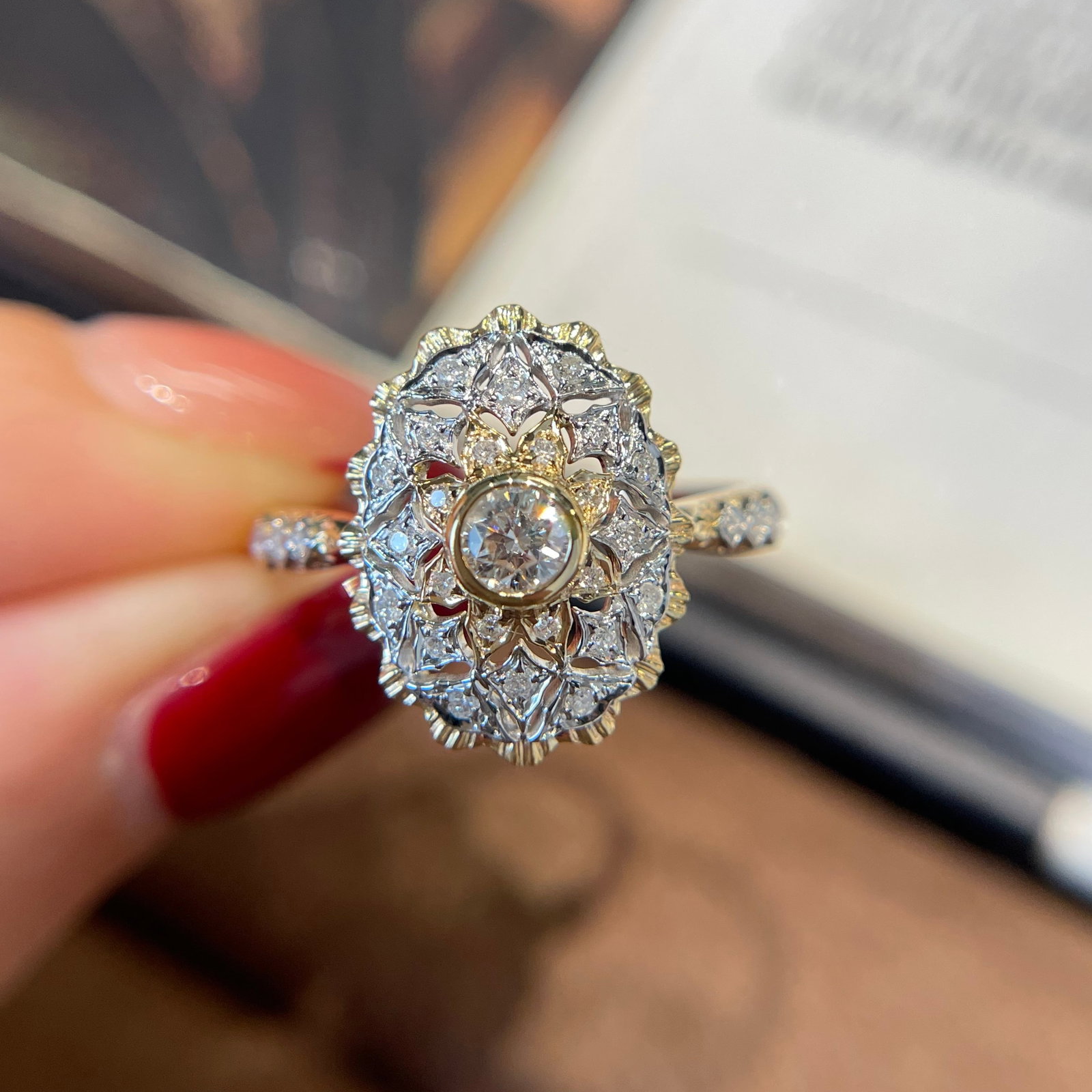 14k Gold 0.26 Ct Natural H Diamond Ring - 3