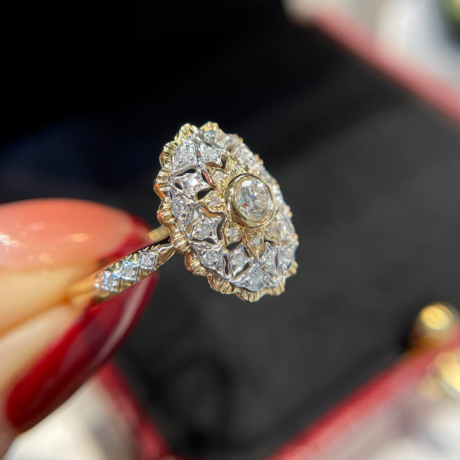 14k Gold 0.26 Ct Natural H Diamond Ring - 4