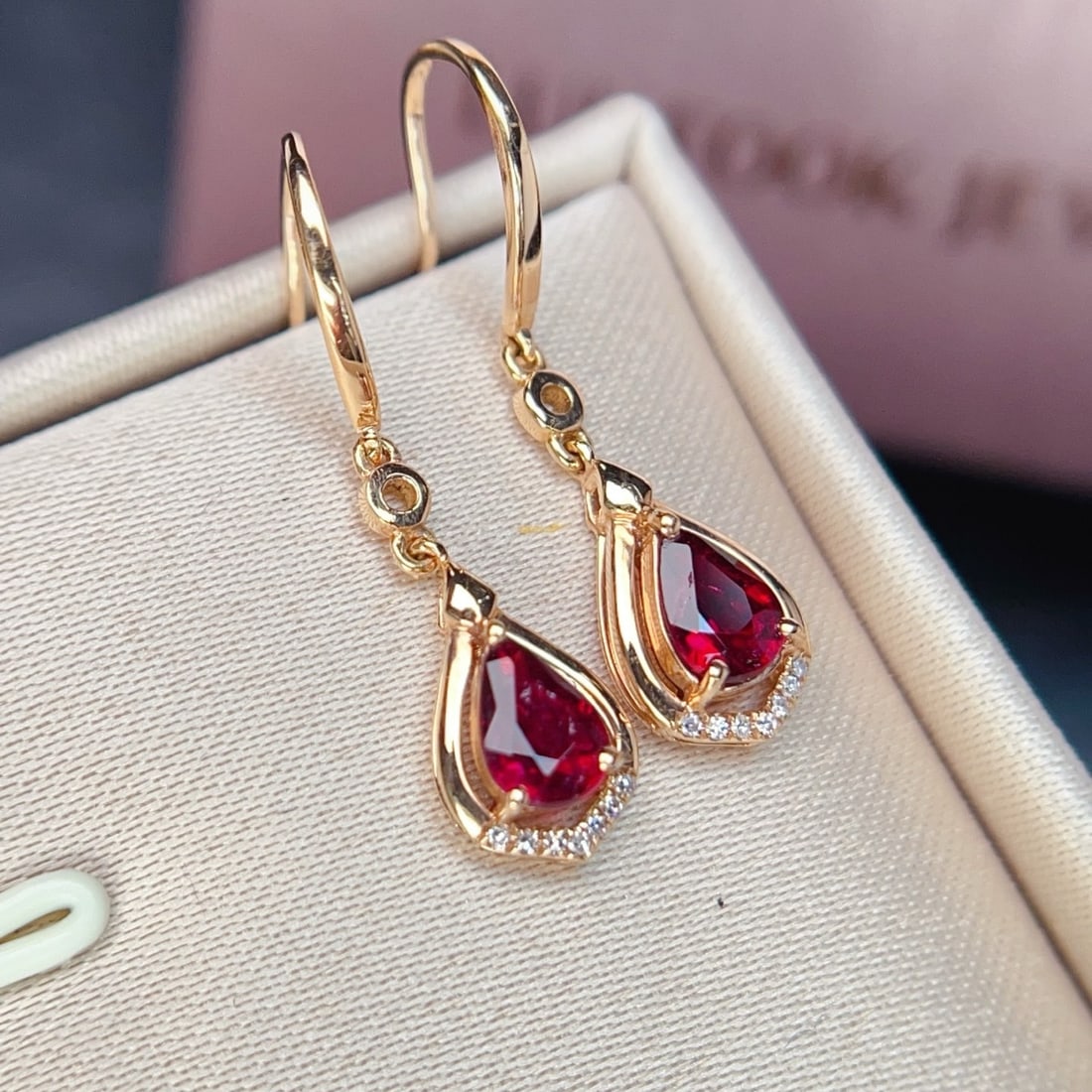 14k Gold 0.99 Ctw Natural Tourmaline & Diamond Earrings - 2