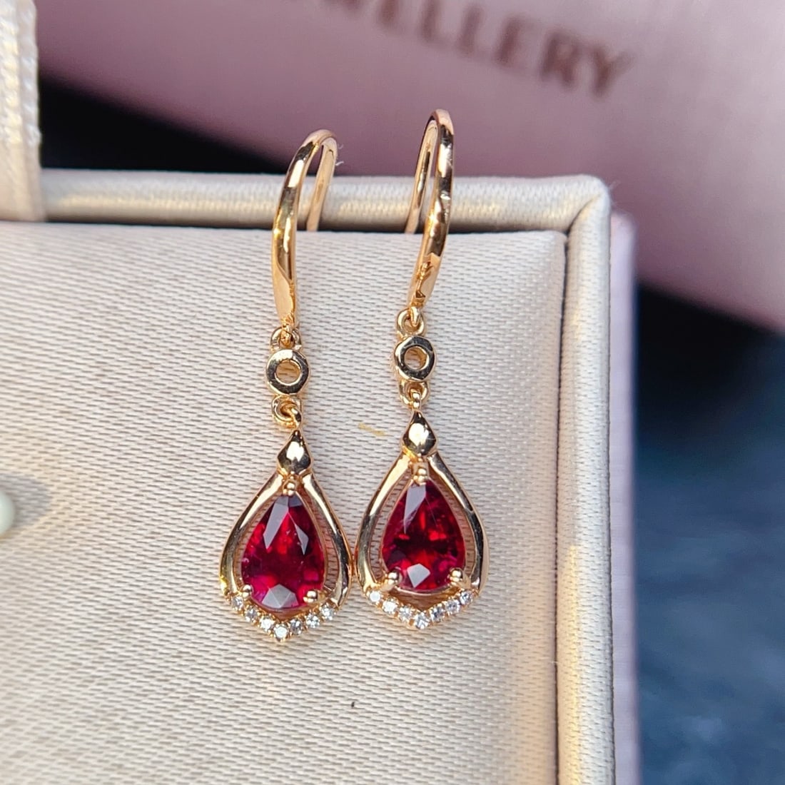 14k Gold 0.99 Ctw Natural Tourmaline & Diamond Earrings - 4