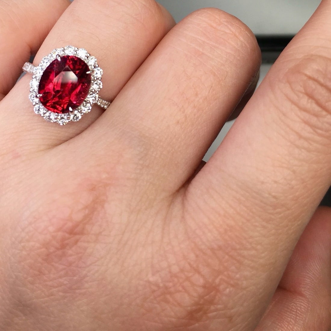 14k Gold 4.1 Ct Natural Tourmaline & Diamond Ring - 7