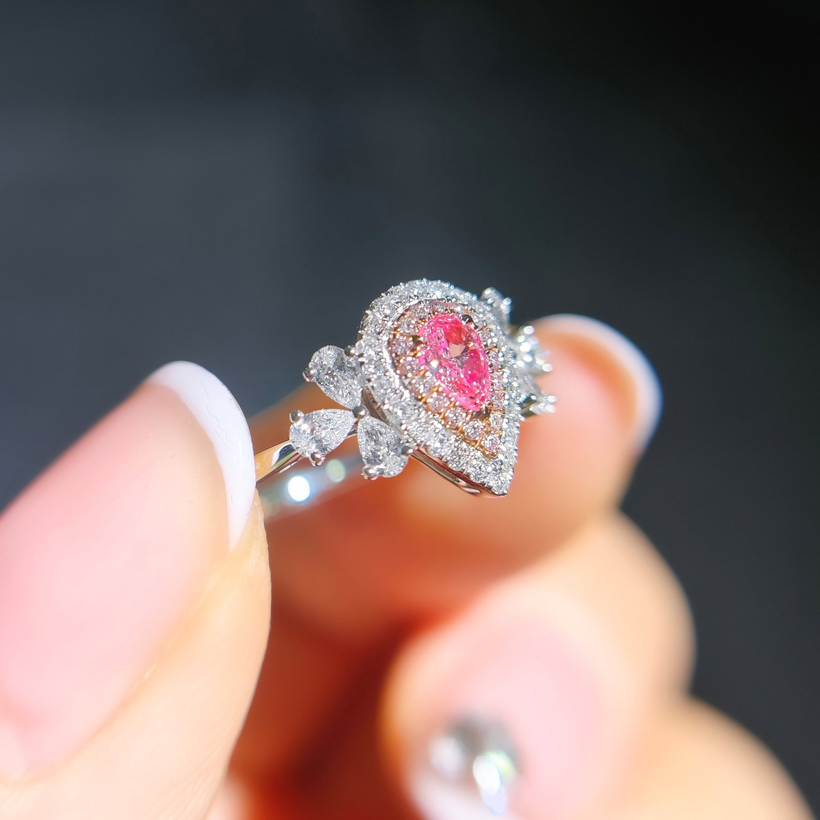 14k Gold 0.51 Ctw Natural Pink Diamond & Diamond Ring - 2