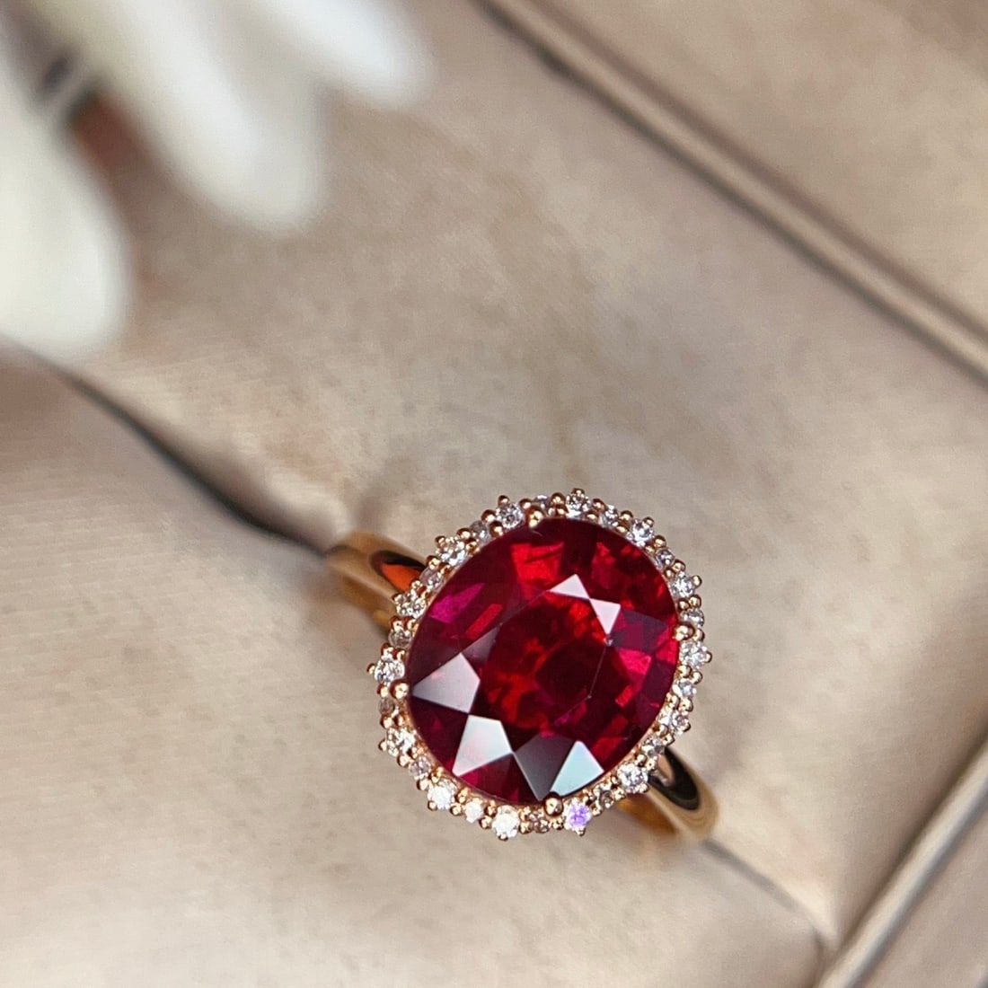 14k Gold 4.61 Ctw Natural Garnet & Diamond Ring - 2