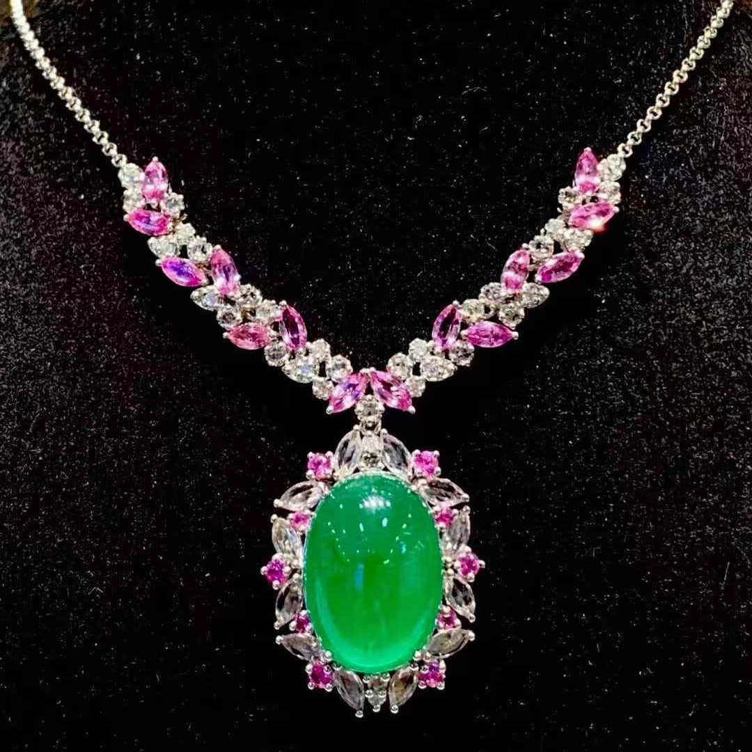 14k Gold 7.39 Ct Natural Emerald & Coloured Gemstone Necklace - 4