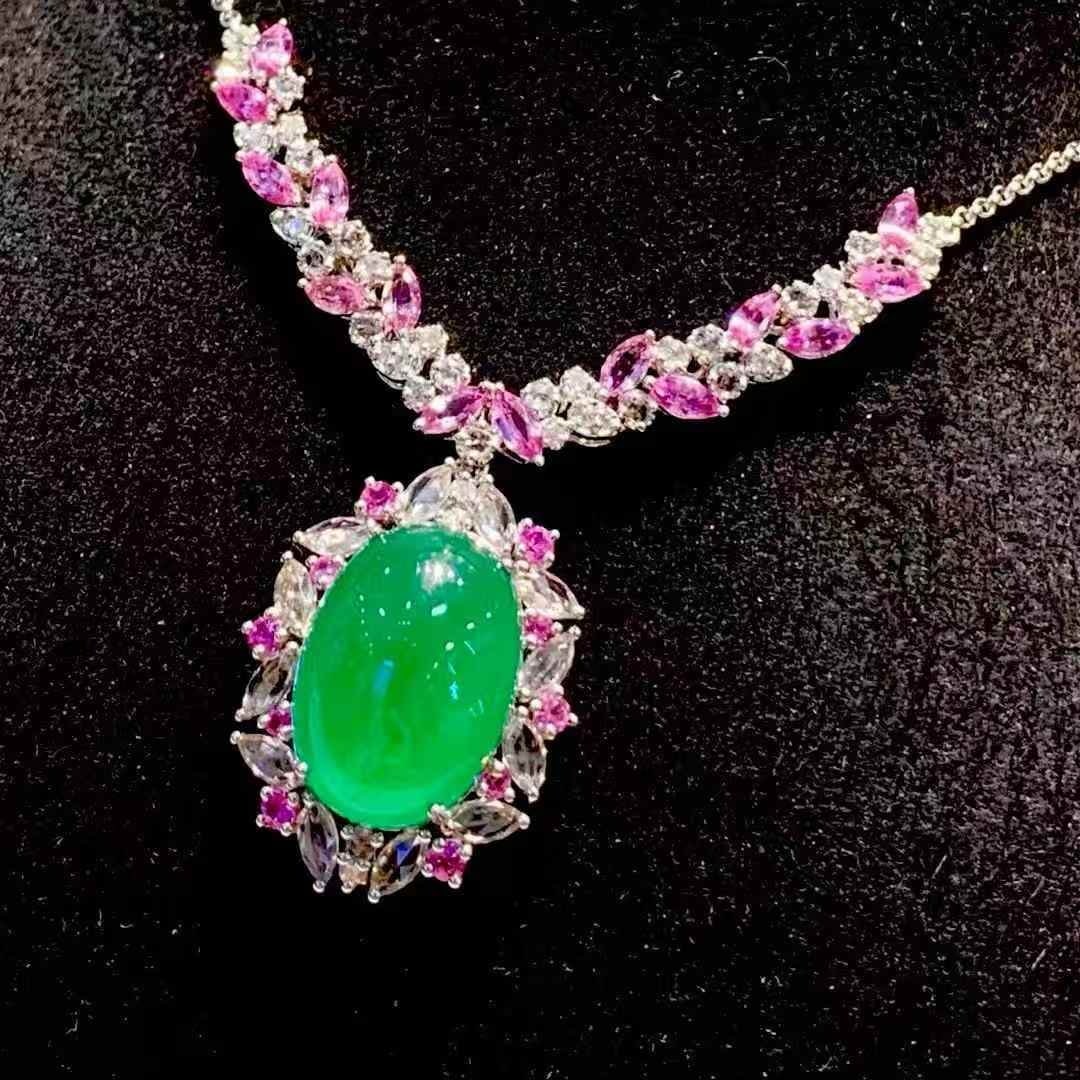 14k Gold 7.39 Ct Natural Emerald & Coloured Gemstone Necklace - 5
