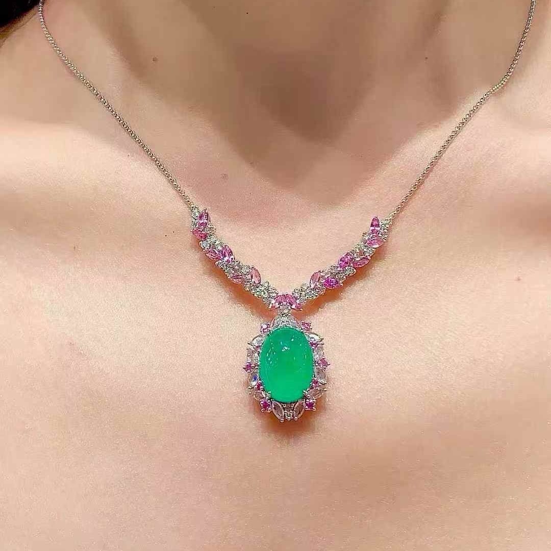 14k Gold 7.39 Ct Natural Emerald & Coloured Gemstone Necklace - 6