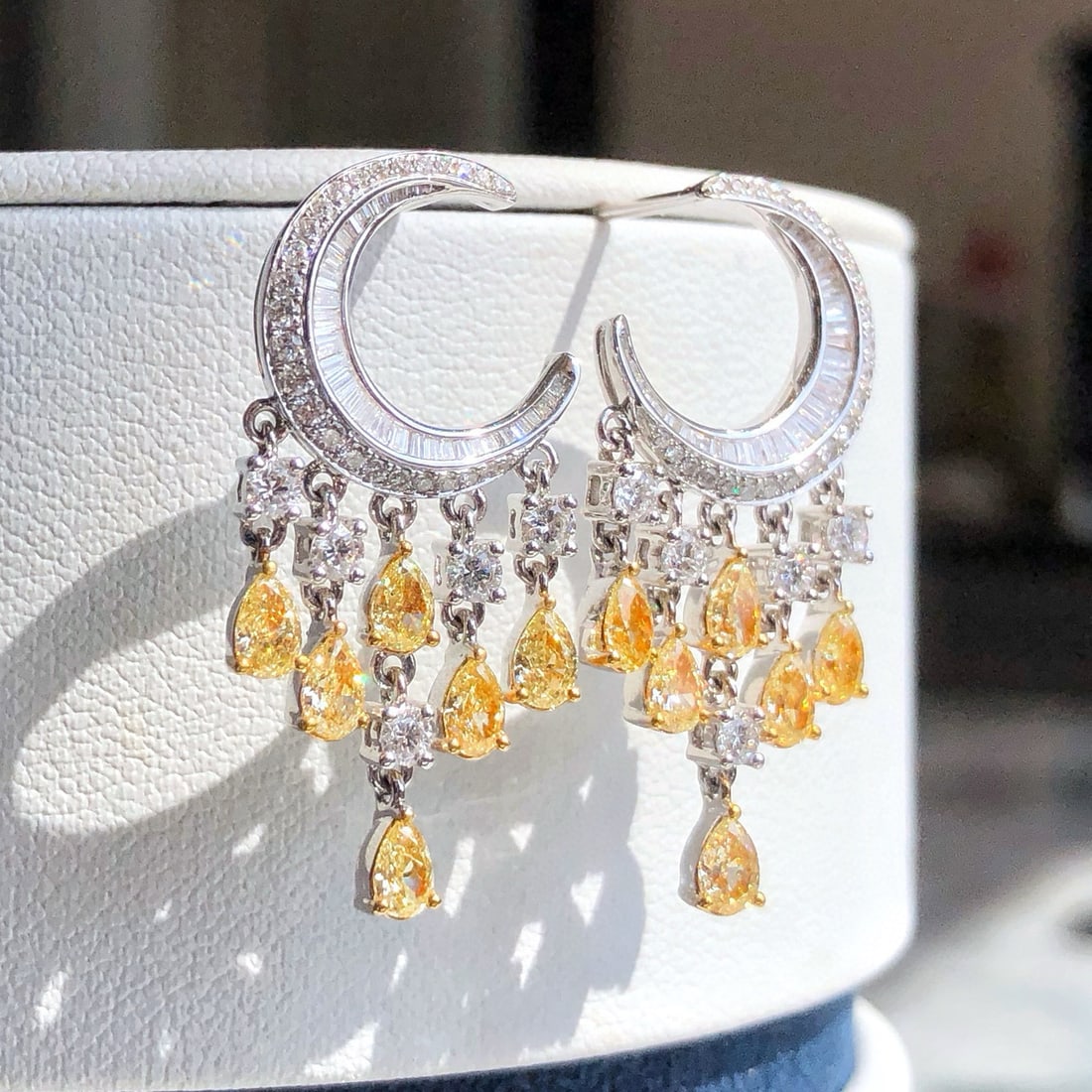 14k Gold 2.70 Ctw Natural Yellow Diamond & Diamond Earrings - 3