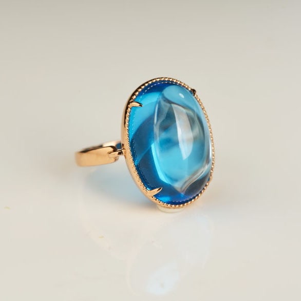 14k Gold 15.52 Ct Natural Topaz & Solitaire Ring - 2