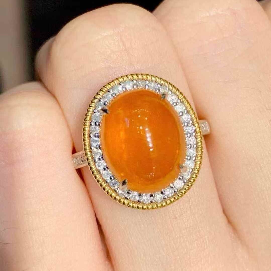 14k Gold 9.00 Ct Natural Spessartine & Diamond Ring - 4
