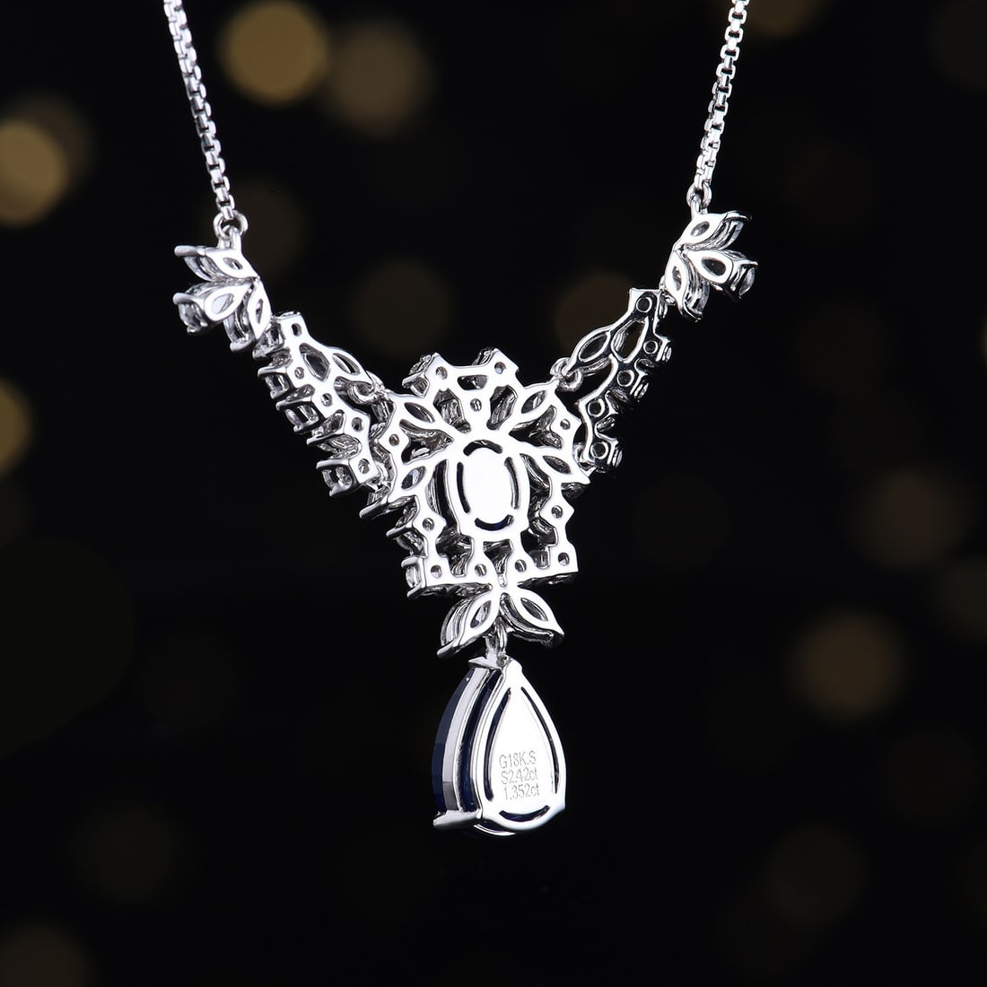 14k Gold 3.77 Ctw Natural Sapphire & Sapphire Necklace - 4