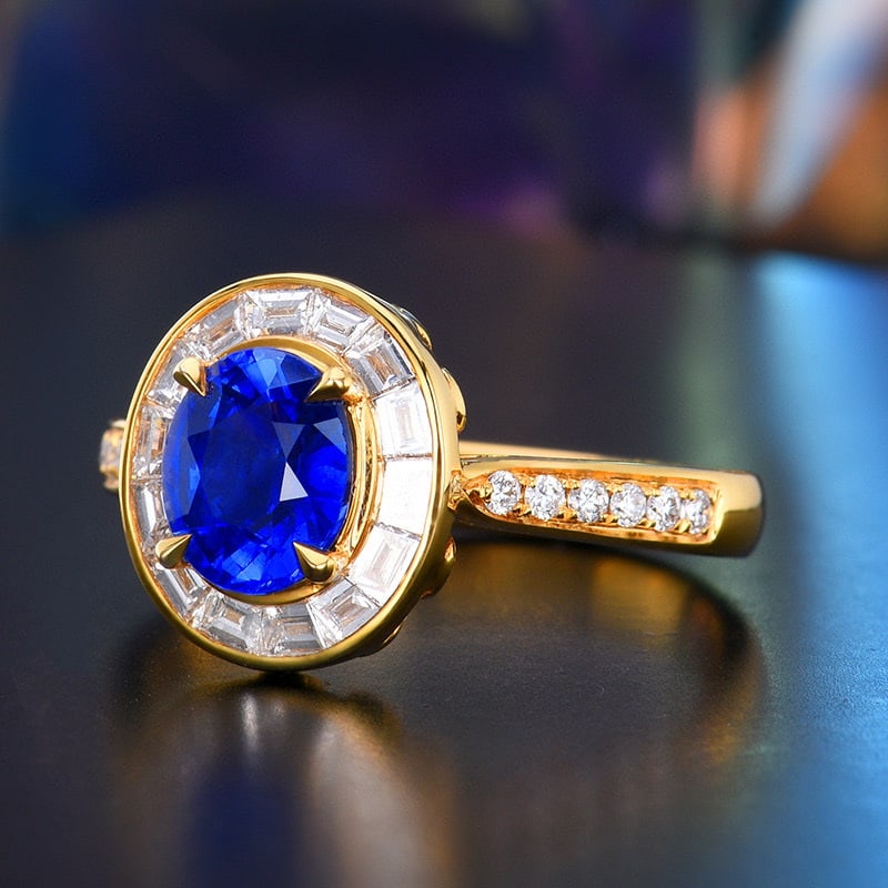 14k Gold 1.90 Ctw Natural Sapphire & Diamond Ring - 2