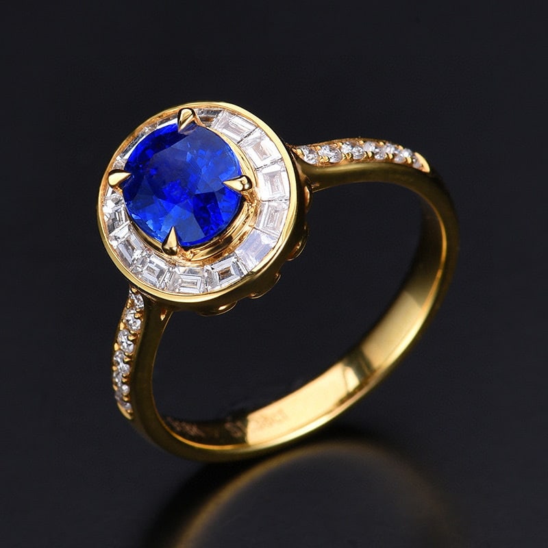 14k Gold 1.90 Ctw Natural Sapphire & Diamond Ring - 4