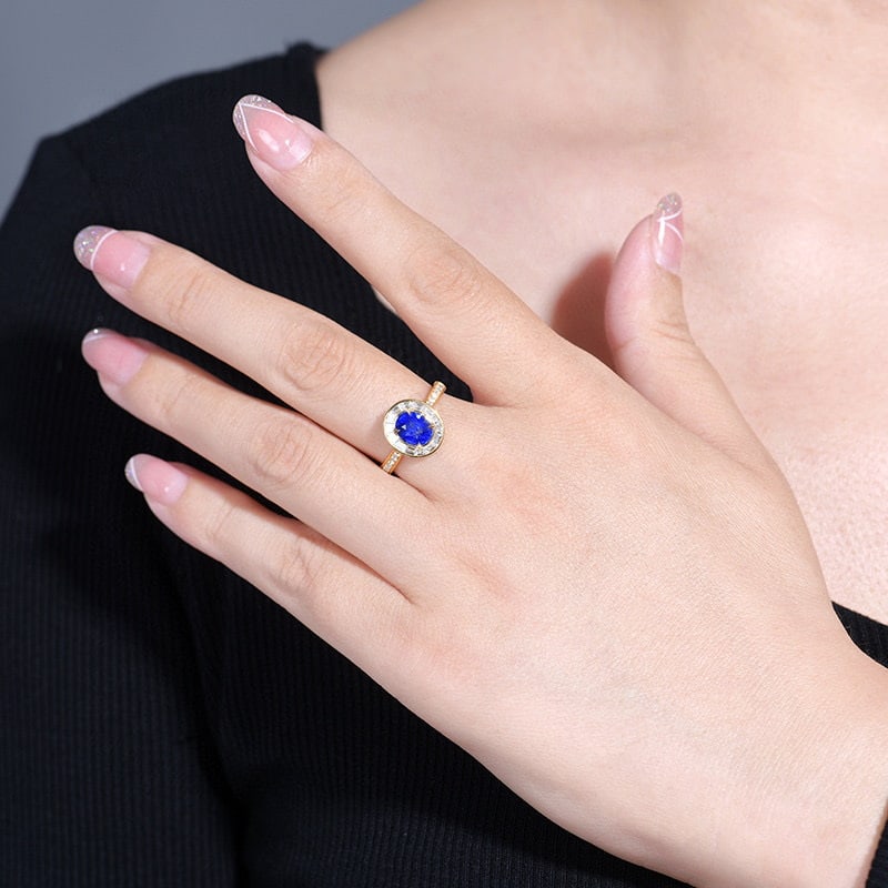 14k Gold 1.90 Ctw Natural Sapphire & Diamond Ring - 5