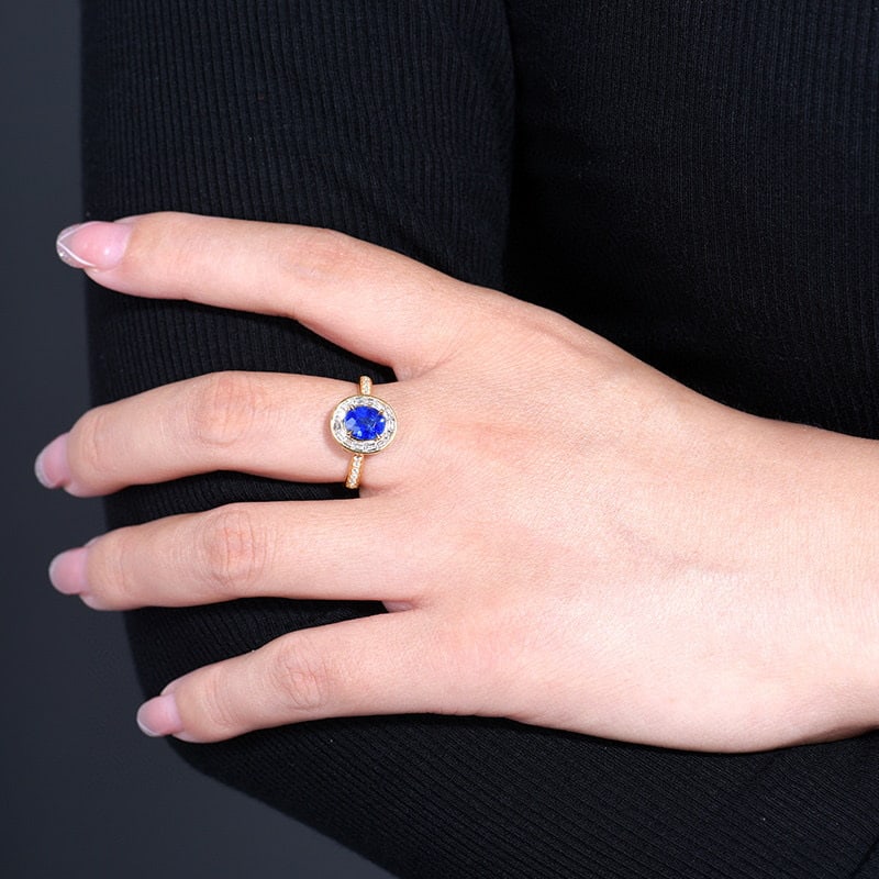 14k Gold 1.90 Ctw Natural Sapphire & Diamond Ring - 6