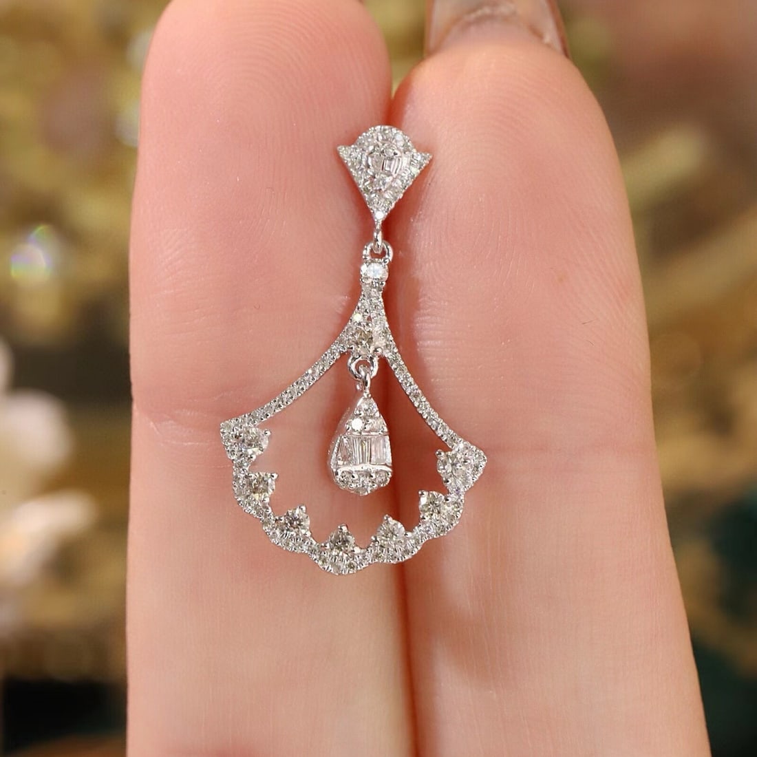 14k Gold 0.66 Ct Natural H Diamond Earrings - 7