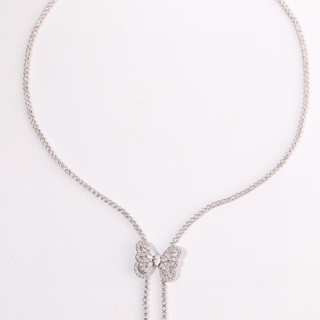 14k Gold 3.7 Ct Natural H Diamond & Butterfly Necklace - 3