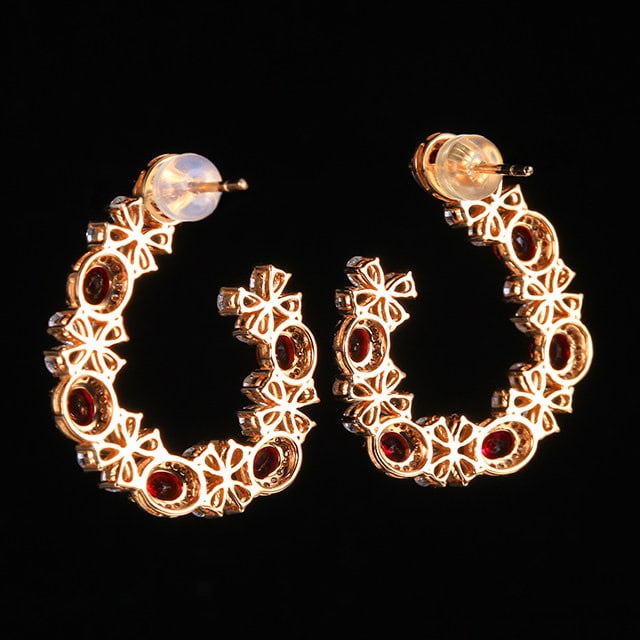 14k Gold 3.73 Ctw Natural Ruby & Diamond Earrings - 4