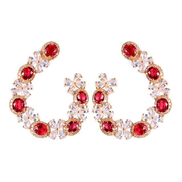 14k Gold 3.73 Ctw Natural Ruby & Diamond Earrings - 5