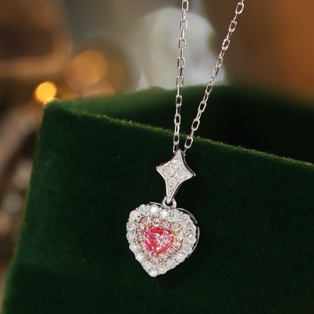 14k Gold 0.40 Ctw Natural Pink Diamond & Diamond Necklace - 7