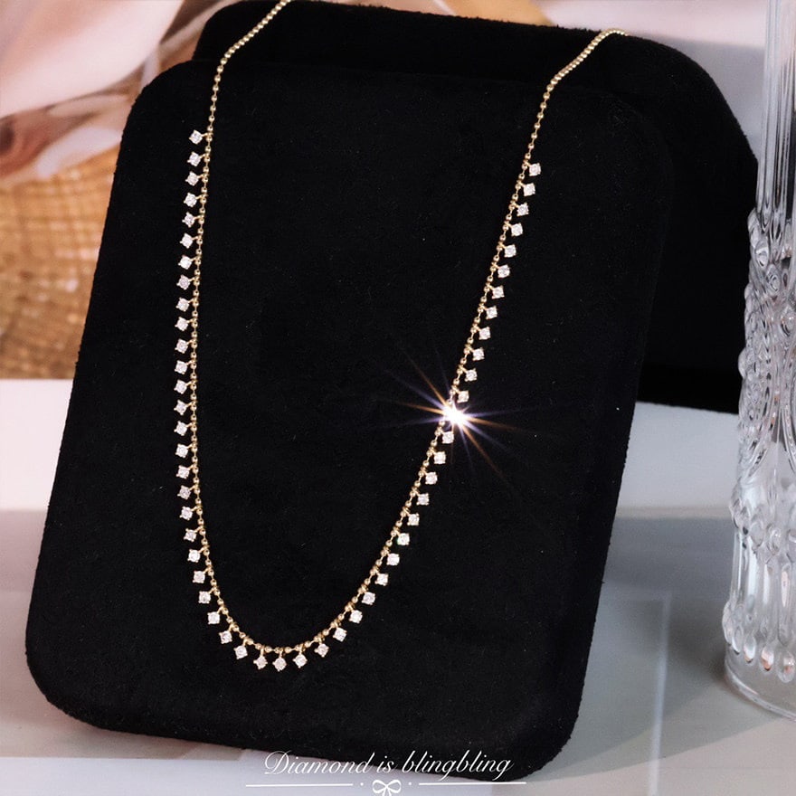 14k Gold 1.00 Ct Natural H Diamond Necklace - 9