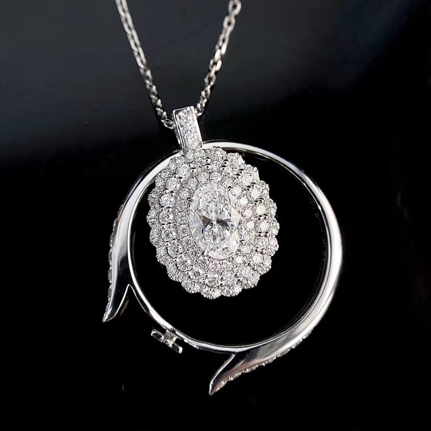 Gia Certified 14k Gold 1.00 Ctw Natural D Si2 Oval Diamond Ring/pendant( Without Chain ) - 5