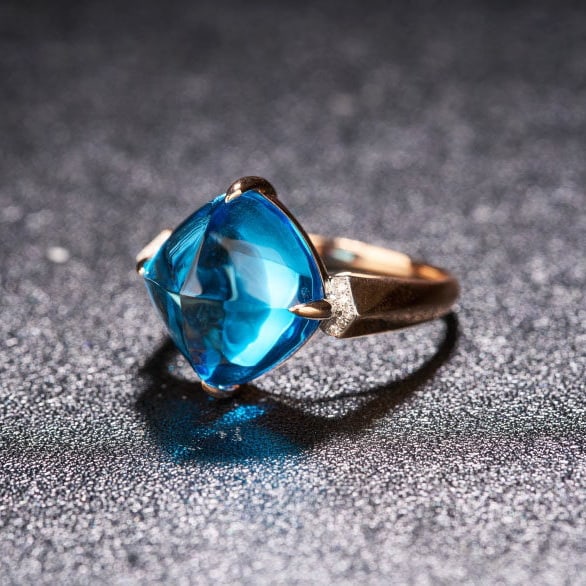 14k Gold 12.6 Ct Natural Topaz & Diamond Ring - 5