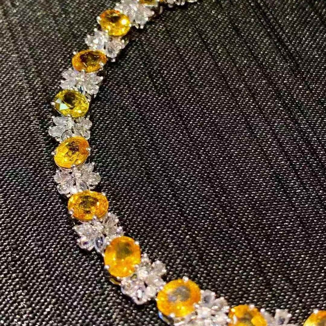 14k Gold 10.02 Ct Natural Sapphire & Sapphire Bracelet - 2