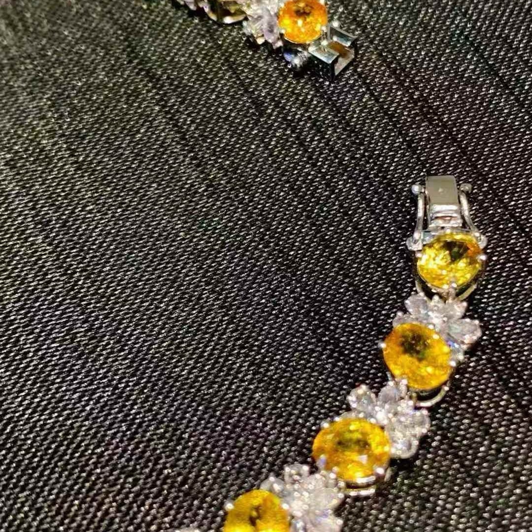 14k Gold 10.02 Ct Natural Sapphire & Sapphire Bracelet - 3