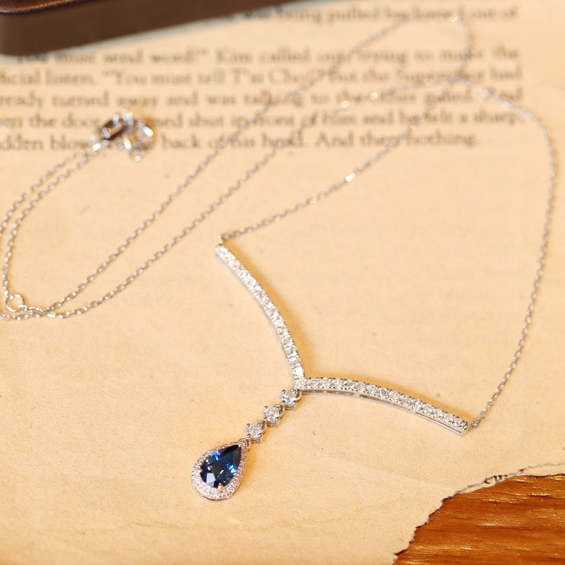 14k Gold 1.84 Ctw Natural Sapphire & Diamond Necklace - 5