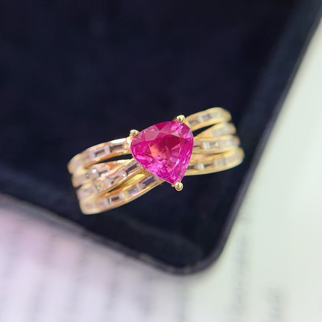 14k Gold 1.10 Ct Natural Ruby & Sapphire Ring - 2