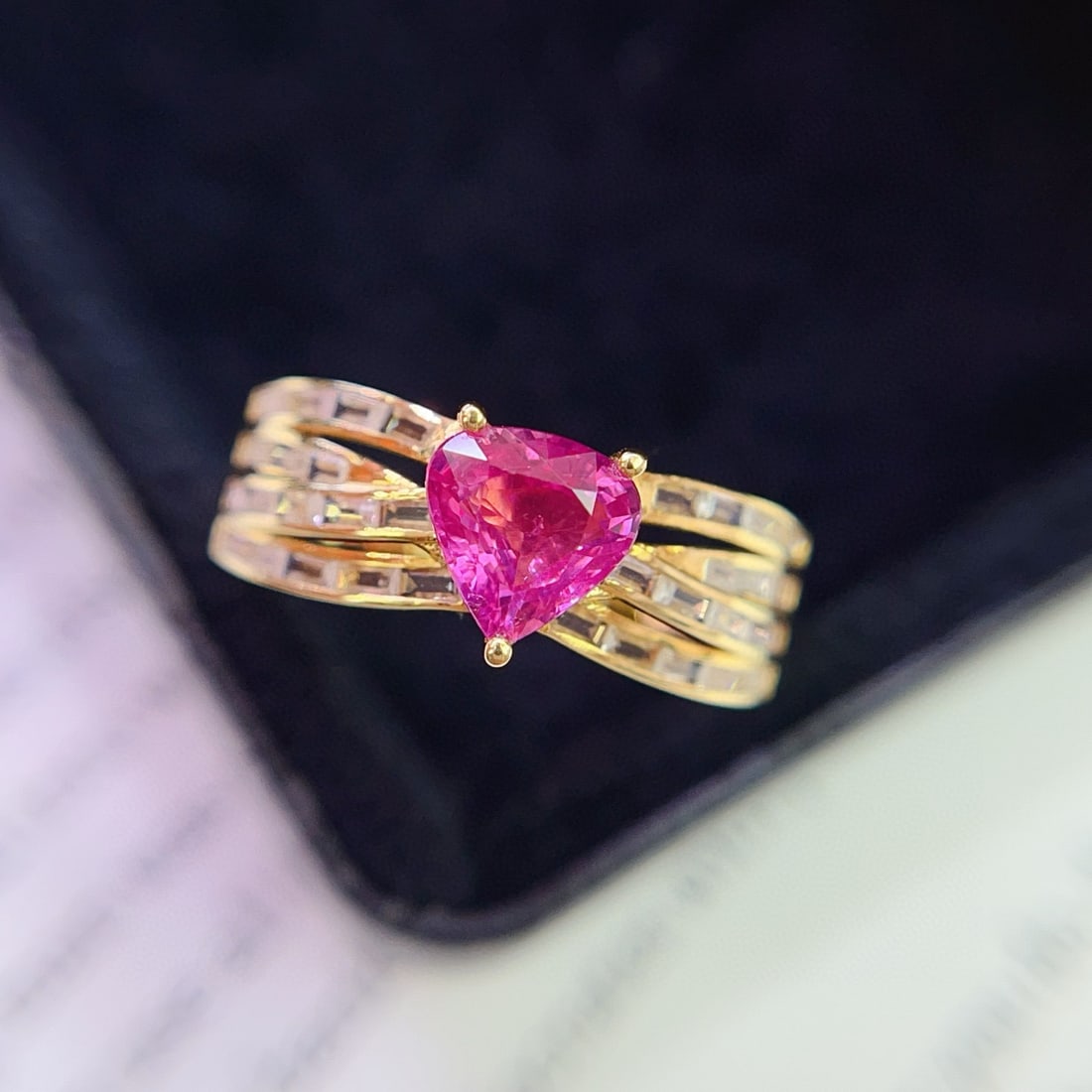 14k Gold 1.10 Ct Natural Ruby & Sapphire Ring - 3