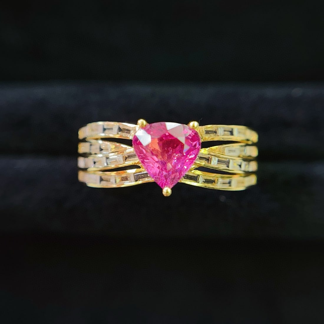 14k Gold 1.10 Ct Natural Ruby & Sapphire Ring - 4