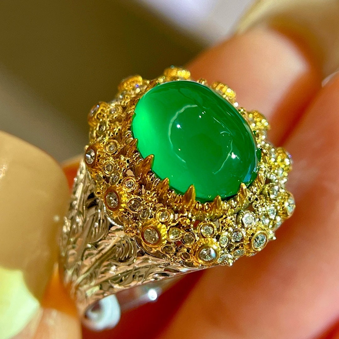 14k Gold 3.32 Ctw Natural Emerald & Diamond Ring - 2