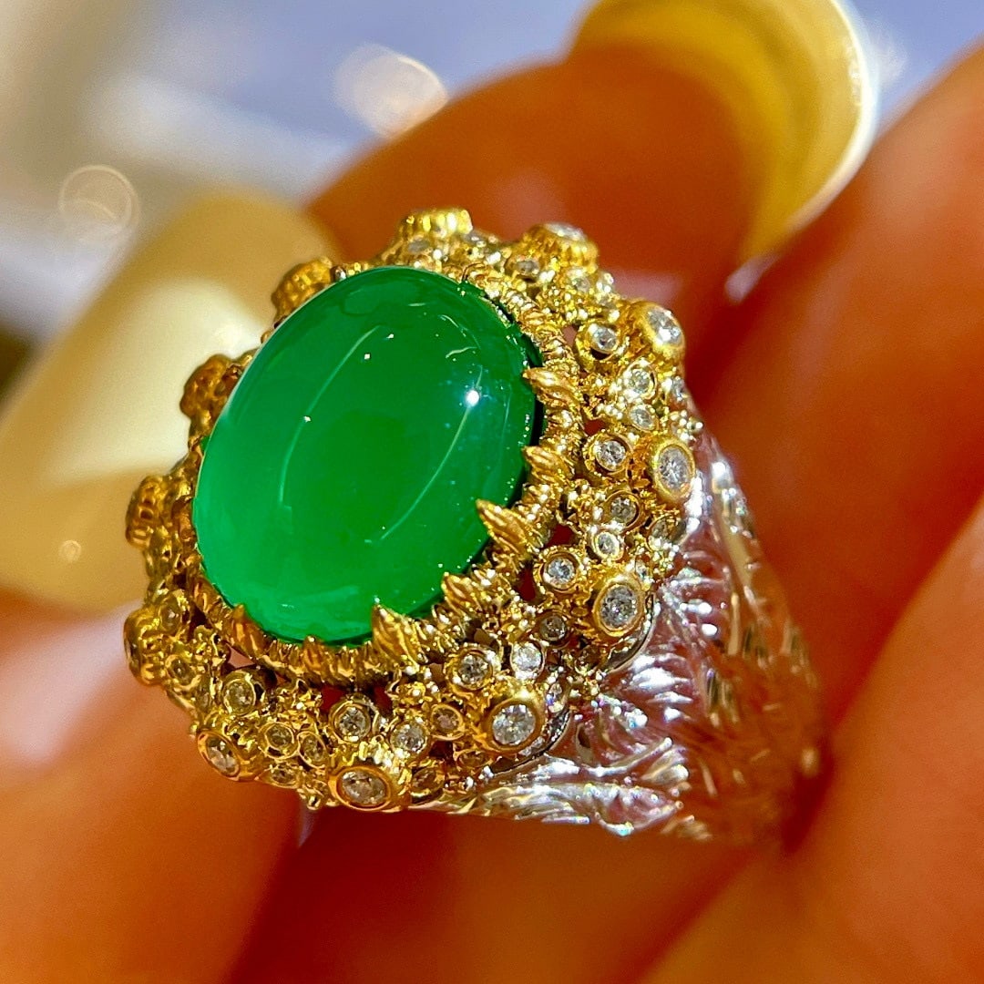 14k Gold 3.32 Ctw Natural Emerald & Diamond Ring - 4