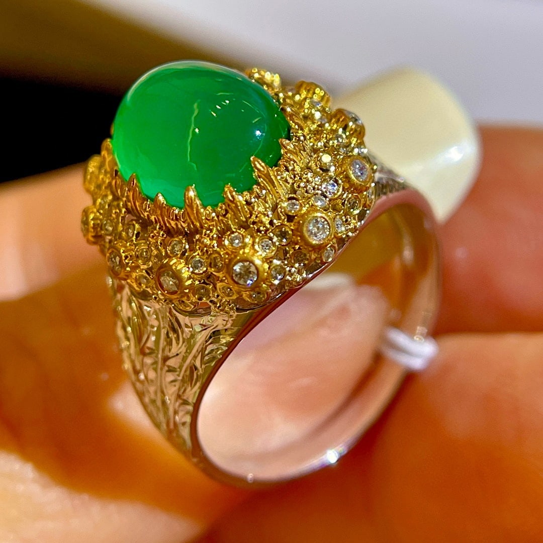 14k Gold 3.32 Ctw Natural Emerald & Diamond Ring - 5