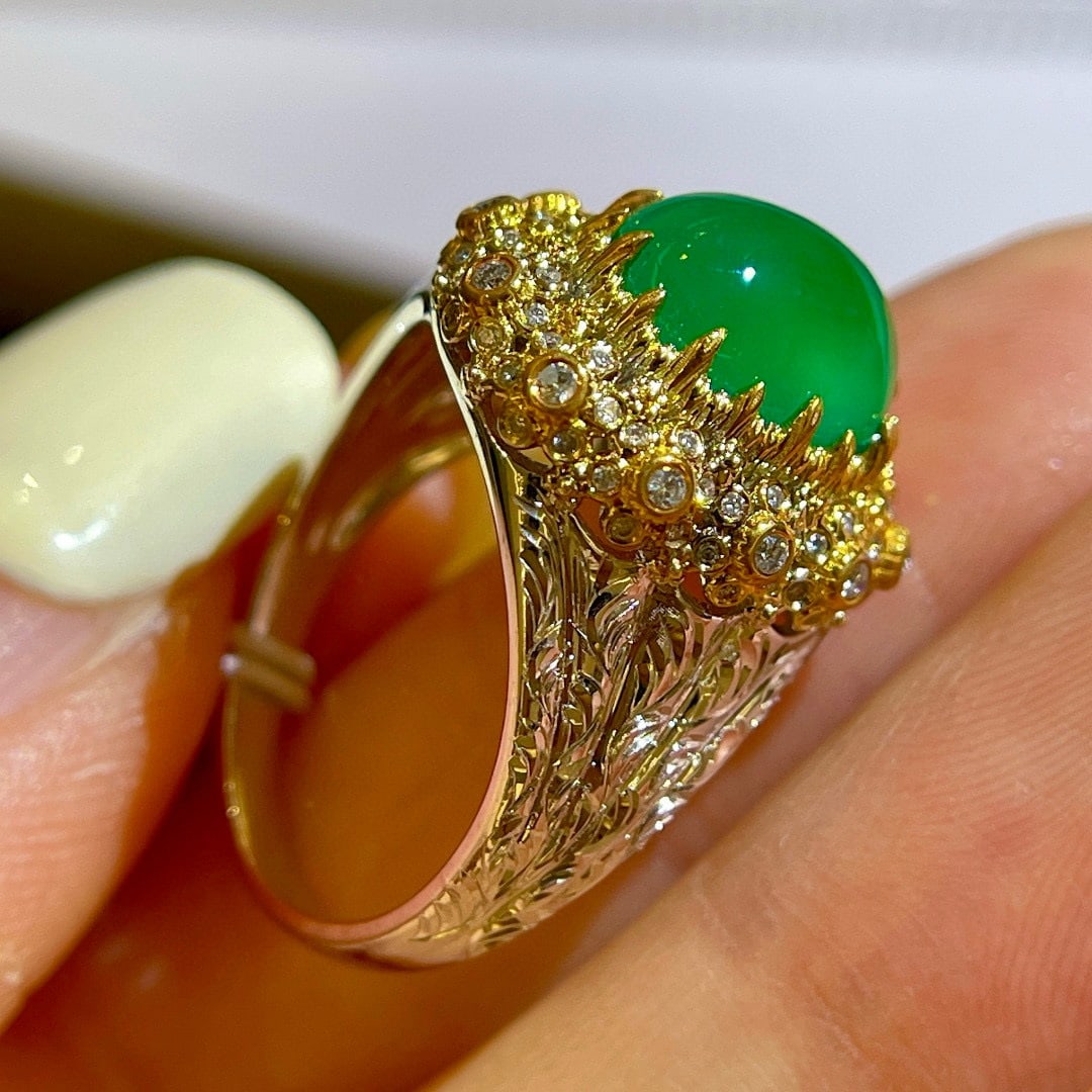 14k Gold 3.32 Ctw Natural Emerald & Diamond Ring - 7