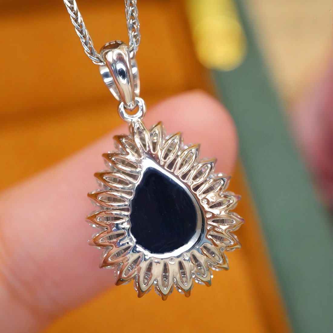 14k Gold 2.14 Ctw Natural Sapphire & Diamond Pendant( Without Chain ) - 4